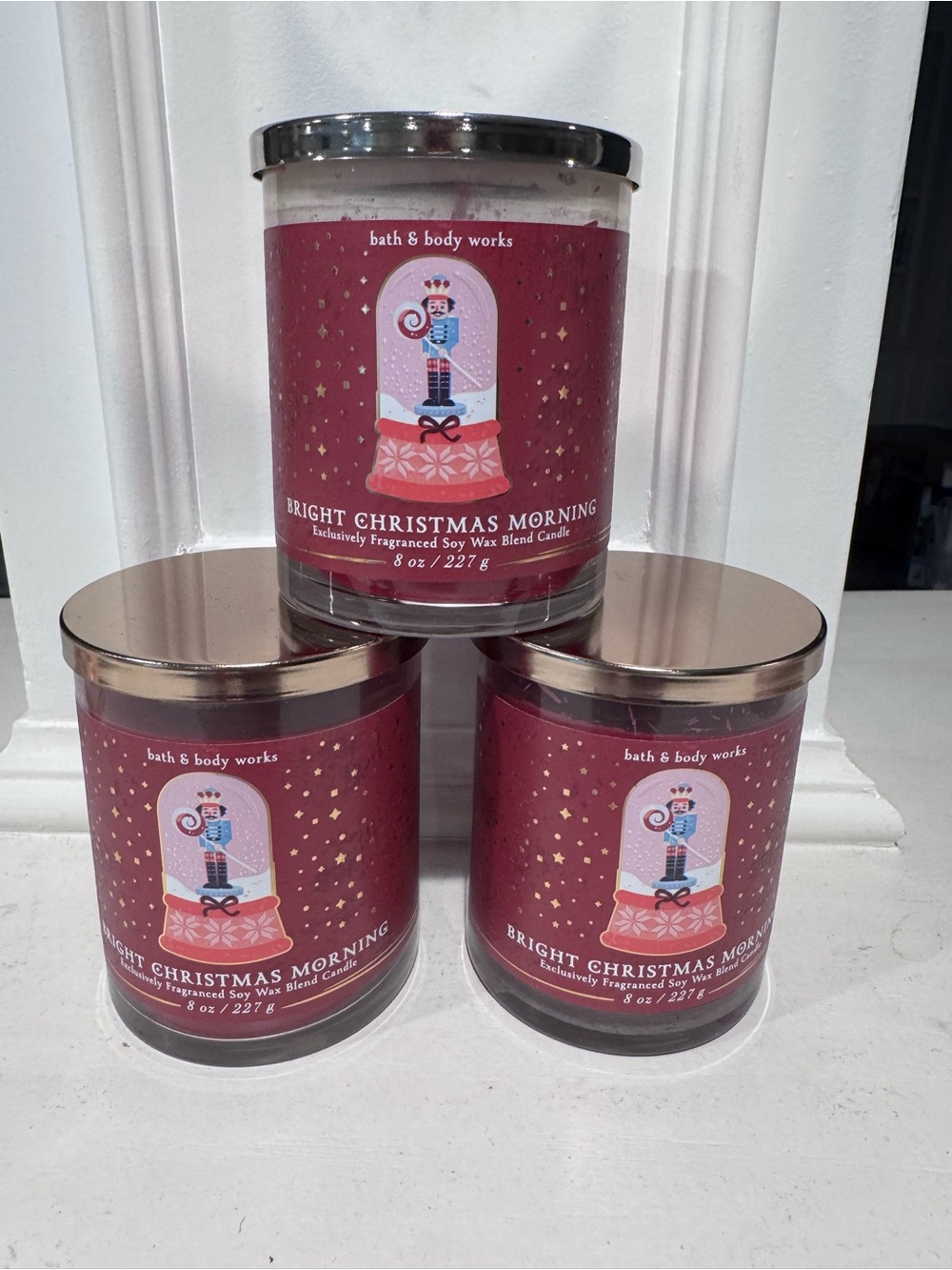 Bath & Body Works Bright Christmas Morning single wick, set of 3. NWT